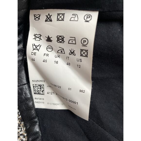 BOSS HUGO BOSS Jasila Jacket Blazer Tweed Zip Front Flap Pockets Lined Wool 12 L - Picture 6 of 7